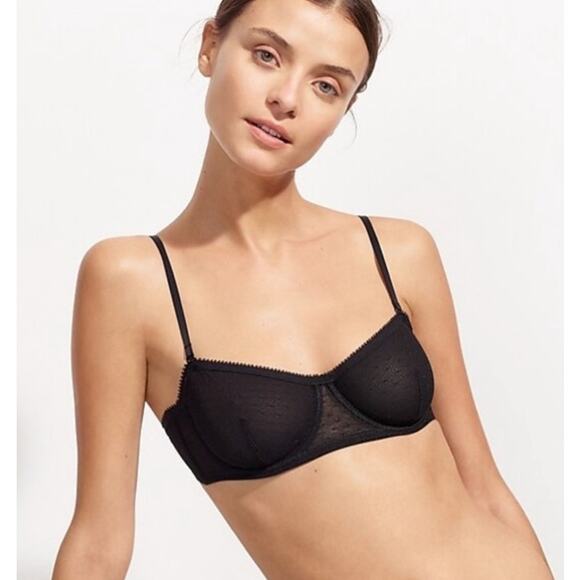J. Crew Underwire balconette bra in point d'esprit black style H6207 size 34D - Picture 1 of 10